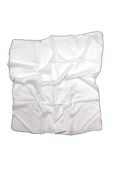 nazipek White Color Embroidered Edges Inner Cheesecloth Inner Headscarf 100% Cotton 90x90