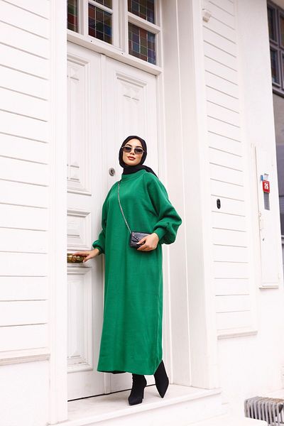 lurex moda Φόρεμα πλεκτό με μπαλόνι