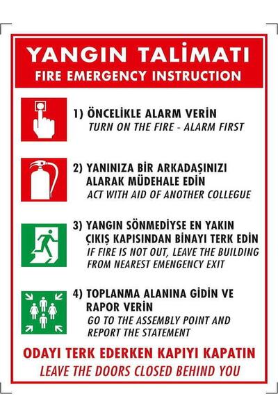 Emek İkaz Levhaları Fire Instruction Warning/Warning Sign