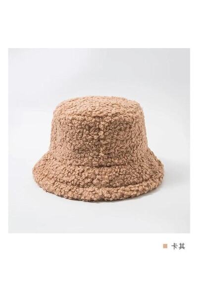 TOBAİ Camel Curly Plush Bucket Hat
