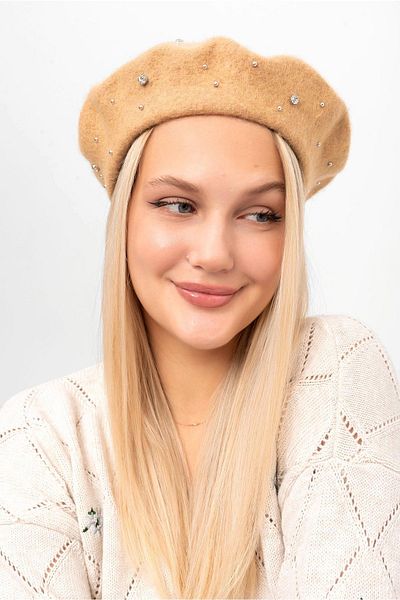 Saria Moda Stone Detailed Wool Painter Beret