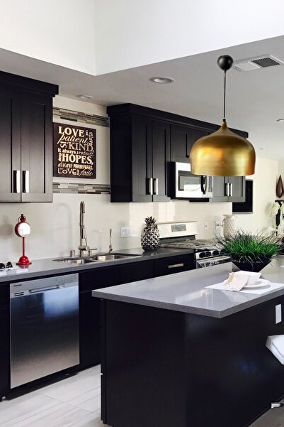 Luzmar Aydınlatma Tekli Sarkıt Avize Siyah Altın Modern Endüstriyel Rustik Malzeme Tavan Mutfak Salon Aydınlatma