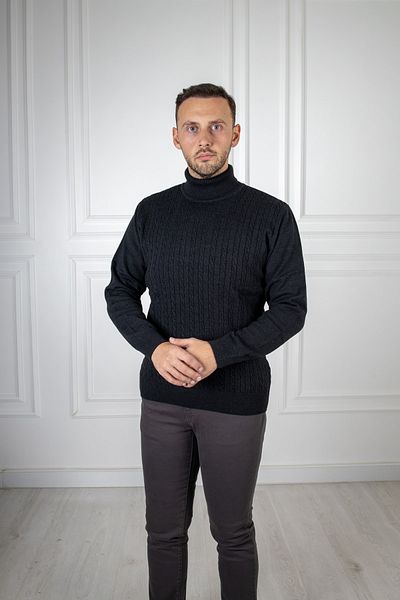 Sarar Pulover negru din tricot cu model complet cu gât