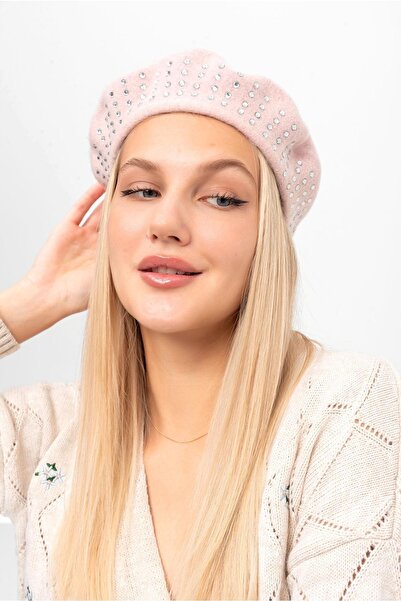 Saria Moda قبعة رسام من الصوف بحواف مرصعة