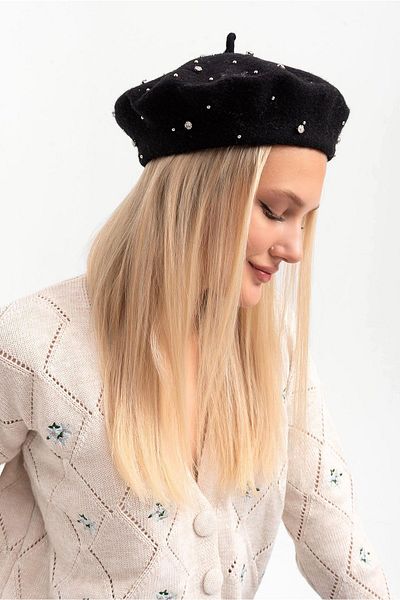Saria Moda Stone Detailed Wool Painter Beret