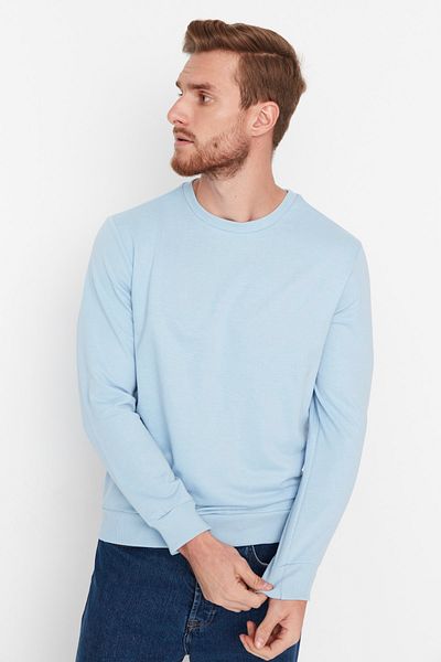 Trendyol Collection Modrá mikina s dlouhým rukávem – Regular Fit TMNAW20sw0164