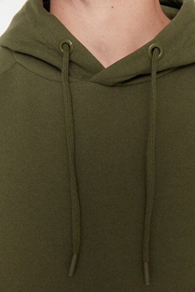 Trendyol Collection Oversize khaki fleecová mikina s kapucí - Tmnaw23Sw00192