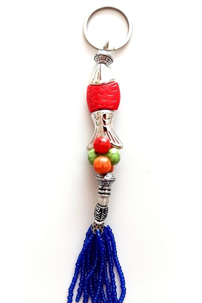 Mixperi Red Fish Keychain with Sand Beads
