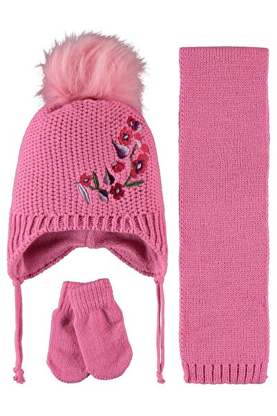Kitti 0-18 Months Baby Girl Anti-pilling Fleece Scarf Beanie Gloves Set of 3
