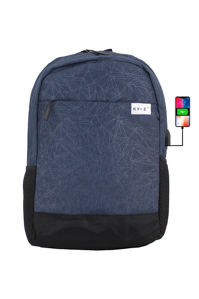 Case Club Σακίδιο πλάτης Navy Blue 15,6 ιντσών Unisex με θήκη για φορητό υπολογιστή, πλαϊνή τσέπη και συσκευή USB