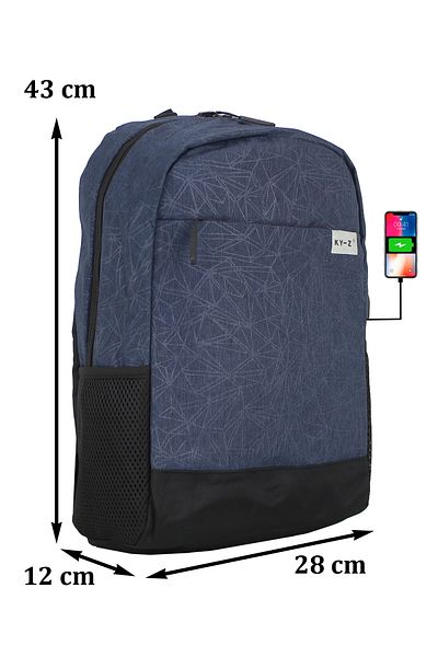 Case Club Σακίδιο πλάτης Navy Blue 15,6 ιντσών Unisex με θήκη για φορητό υπολογιστή, πλαϊνή τσέπη και συσκευή USB