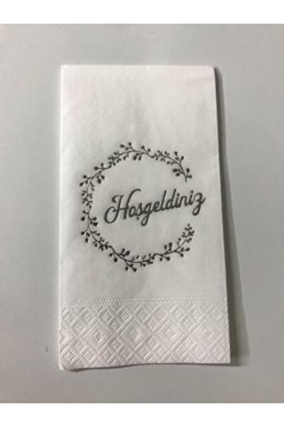 kidspartim منديل ترحيب أبيض مذهّب بالفضة