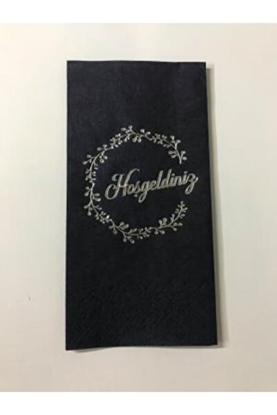 kidspartim منديل ترحيب أسود مذهّب باللون الفضي