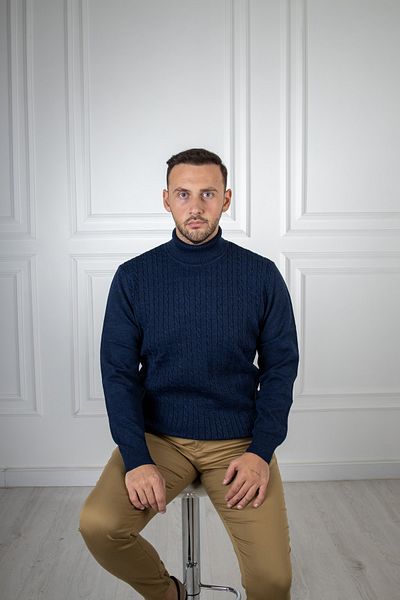 Sarar Pulover de tricotaj albastru închis cu model complet cu gât