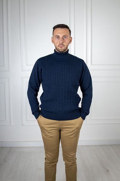 Sarar Pulover de tricotaj albastru închis cu model complet cu gât