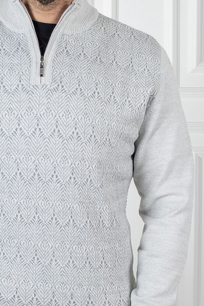Sarar Pulover din tricotaj gri deschis cu jumătate de gât cu fermoar