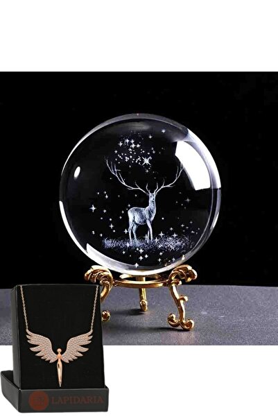 Lapidaria 3d Karlar Ülkesi Geyik Tasarımlı Metal Ayaklı Cam Küre Dekoratif Ve...