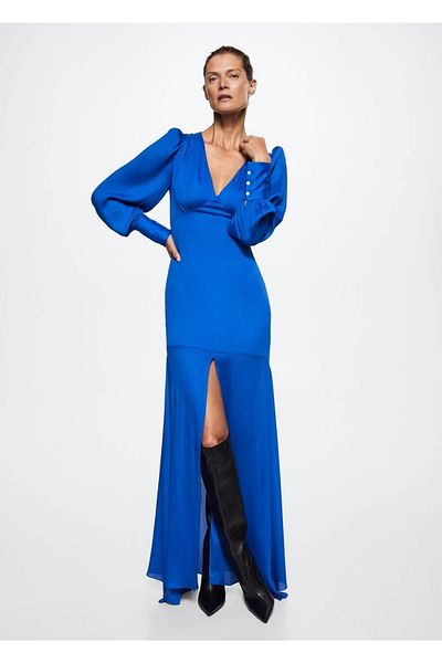 MANGO Woman Rochie lungă cu fantă