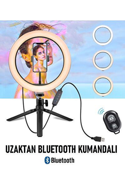 EN SİGA Bluetooth Kumandalı Masa Ayaklı 10 Inç Led Ring Lıght Influencer Youtuber Tiktok Makyaj Işığı