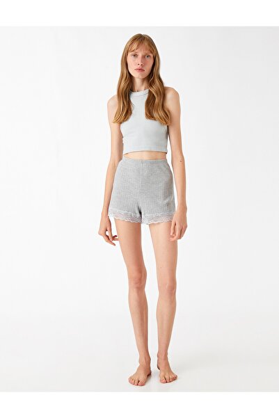 Koton Elastic Waist Shorts with Lace Detail