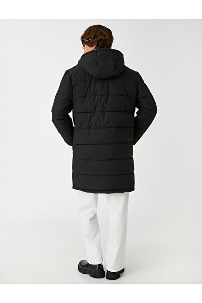 Koton Hooded Puffer Jacket with Printed Pocket Detail