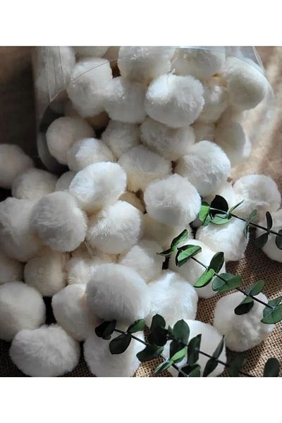 damlakids 50 Pieces Ecru Pompom Ecru