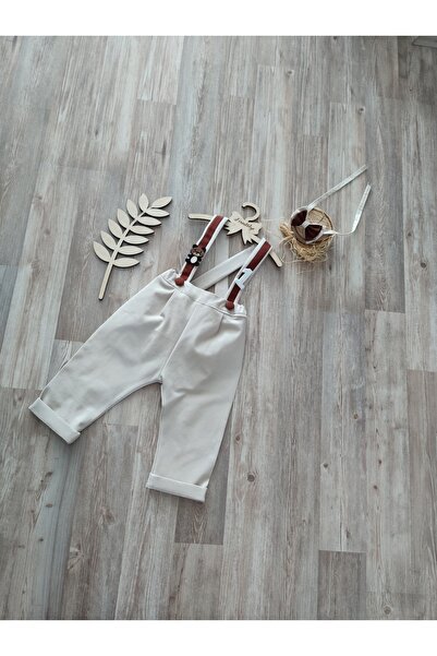 Feriatolye Teddy Bear Concept Cream Tan 1 Year Old Baby Boy Trousers Salopet