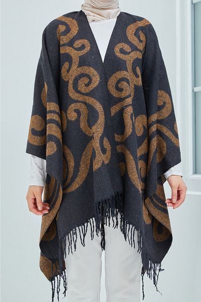 FORUM Hep Trend Women's Double Sided Fringed Shoulder Shawl Poncho
