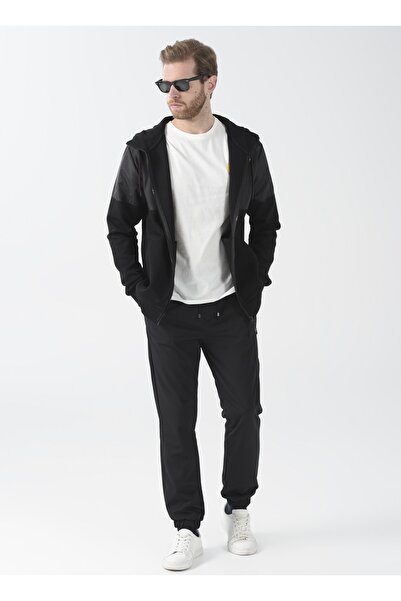 Fabrika Lastikli Bel Dar Paça Siyah Erkek Chino Pantolon Borı