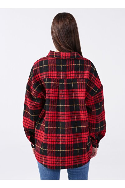 Koton Inggalléros kockás bordó melange női ing 3wal60011ıw