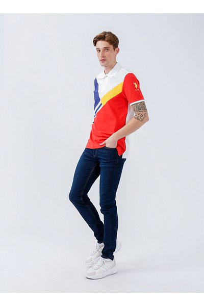 U.S. Polo Assn. Κόκκινο ανδρικό μπλουζάκι Polo Neck T-atalya