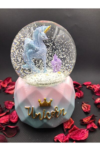 Genel Markalar Unicorn Kanatlı Atlı Büyük Boy Kar Küresi Kendinden Püskürtmeli Işıklı ve Müzikli
