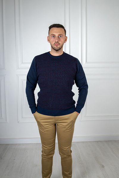 Sarar Interviu Pulover tricotat albastru bleumarin cu decolteu