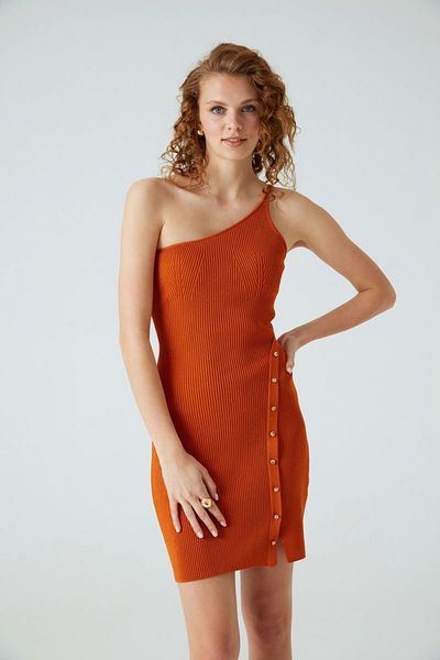 JOIN US One Shoulder Slit Orange Mini Dress