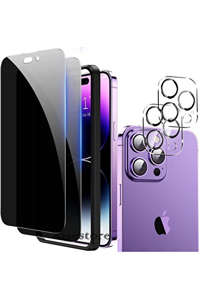 m.tk moveteck Iphone 14 Pro Max Uyumlu Hayalet Ekran Koruyucu Cam Kırılmaz Ile Şeffaf Lens Koruyucu Cam 2in1