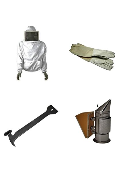 ATARLAR Arıcı Maske + Arıcı El Demiri + Arıcı Körük + Eldiven (4 Parça)