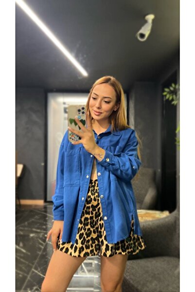 ALYA BUTİK Saks Gabardin Gömlek
