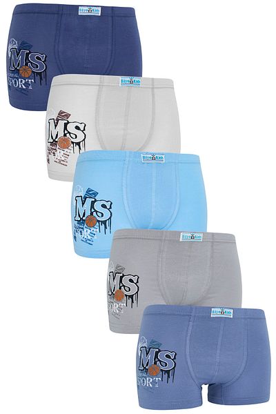 biyokids Boy's Boxer Pack of 5 Mixed Color Printed Boxers