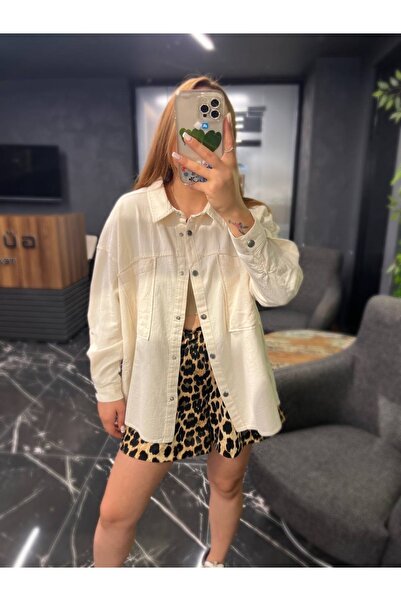ALYA BUTİK Ekru Gabardin Gömlek