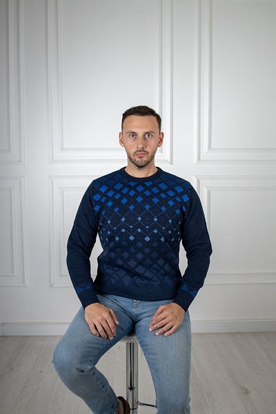 Sarar Interviu Pulover din tricotaj albastru bleumarin cu decolteu