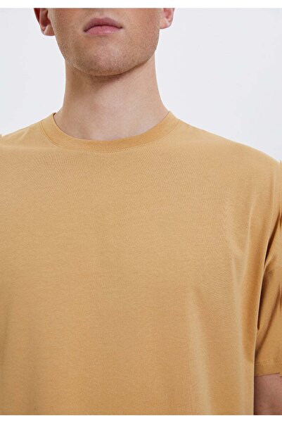 WESTMARK LONDON Ανδρικό μπλουζάκι oversized από βαμβακερό καφέ λαιμόκοψη -essentials