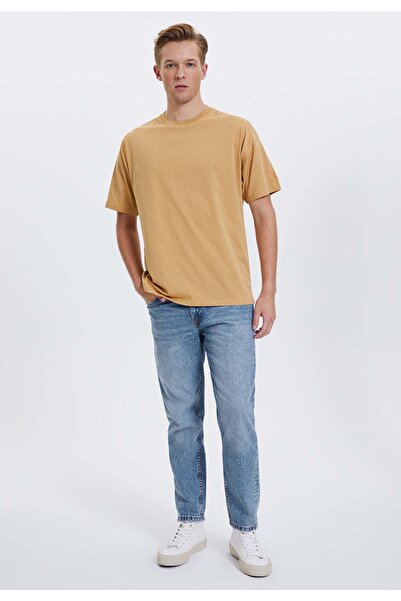 WESTMARK LONDON Ανδρικό μπλουζάκι oversized από βαμβακερό καφέ λαιμόκοψη -essentials