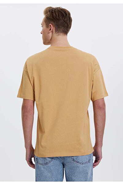 WESTMARK LONDON Ανδρικό μπλουζάκι oversized από βαμβακερό καφέ λαιμόκοψη -essentials