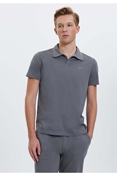 WESTMARK LONDON Γκρι ανδρικό μπλουζάκι με λαιμόκοψη πόλο από βαμβακερό ύφασμα Regular Fit -vital