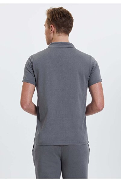 WESTMARK LONDON Γκρι ανδρικό μπλουζάκι με λαιμόκοψη πόλο από βαμβακερό ύφασμα Regular Fit -vital