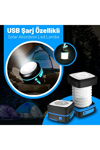 C9 Tekne Için Usb Şarj Özellikli Solar Akordeon Beyaz Led Lamba