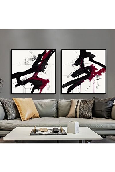 Markazip Siyah Metal Çerçeveli 70x70cm Ikili Kanvas Tablo H50-k-s