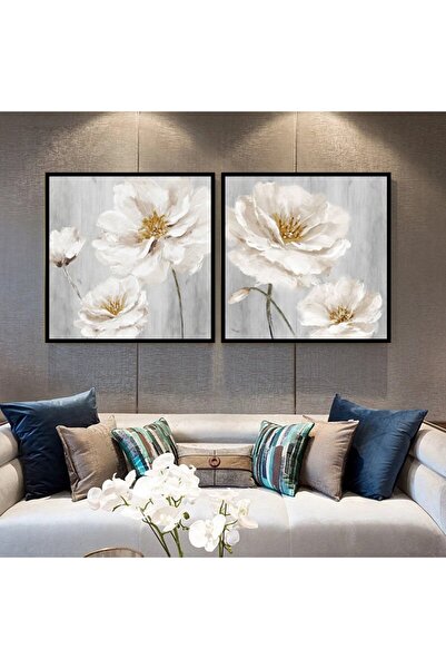 Markazip Siyah Metal Çerçeveli 70x70cm Ikili Kanvas Tablo H51-k-s