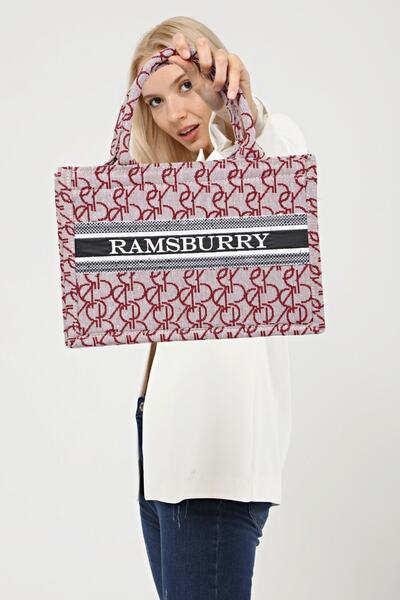 Ramsburry حقيبة يد وكتف نسائية منسوجة من القطن بحزام عمودي