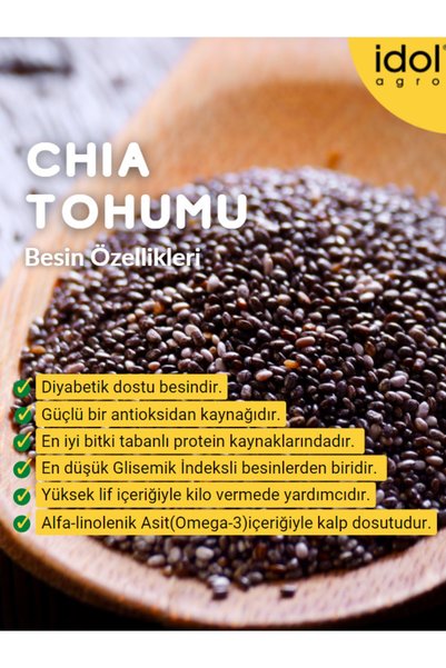 idolagro Chia Tohumu - 800 gr - Superfoods - Glutensiz - Keto Dostu - Tam Protein Yüksek Lif